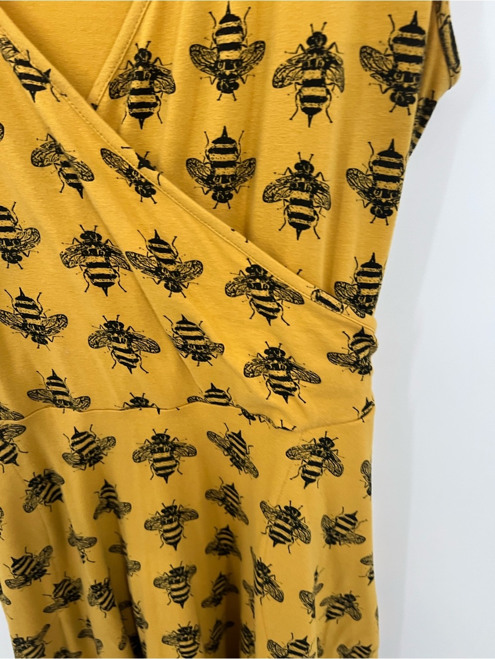 Effie's Heart Mustard Wrap Midi Dress with Bee Print - Picture 6 of 14